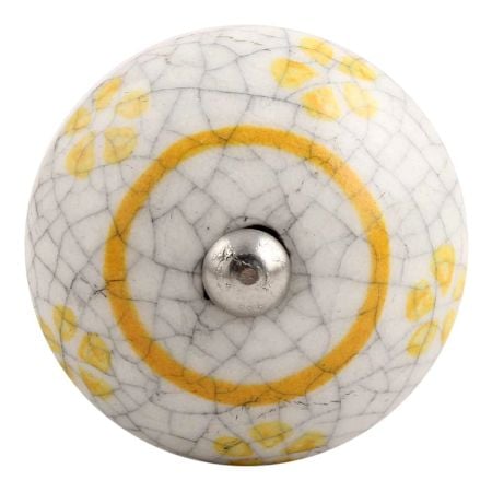 Yellow Floral Crackle Ceramic Wine Stopper